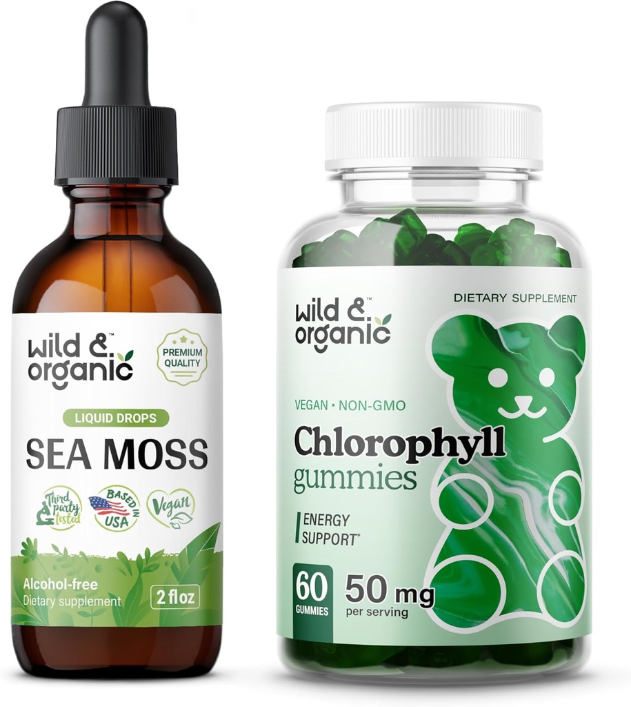 Wild & Organic Sea Moss Tinktur 2 fl oz & klorofyll Gummies