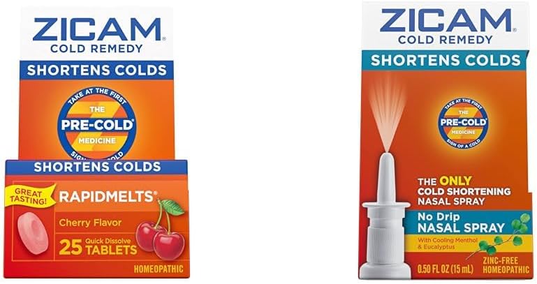 Zicam Cold Remedy, Cherry Rapidmelts (25 greve) og No-Drip Nasal Spray (0.5 Ounce)