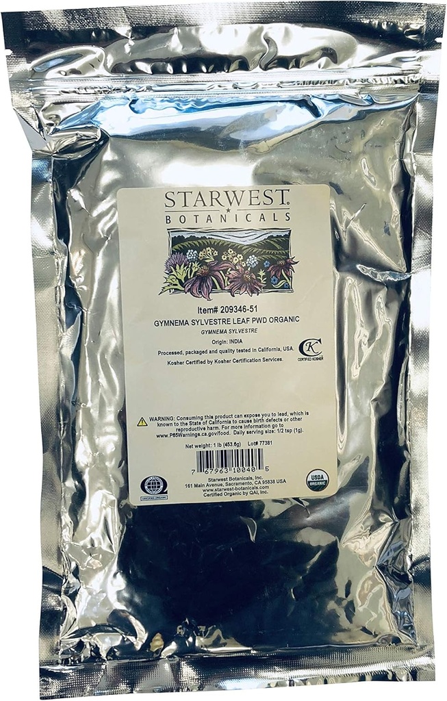Starwest Botanicals Økologisk Gymnema Sylvestre Leaf pulver, 1 pund
