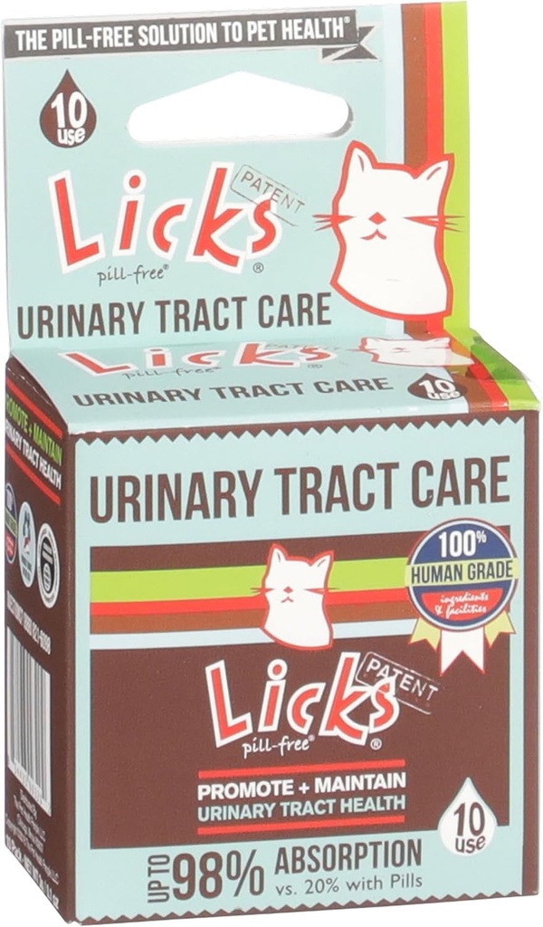 Licks Pill-Free Cat Urin Tract Care - Cat UTI Care og Forebygging Gel Packets - urinveistrakt infeksjon Supplement for katter - Omega 3 Fish Oil og L-Lysine Supplement - Gel Packets - 10 Bruk