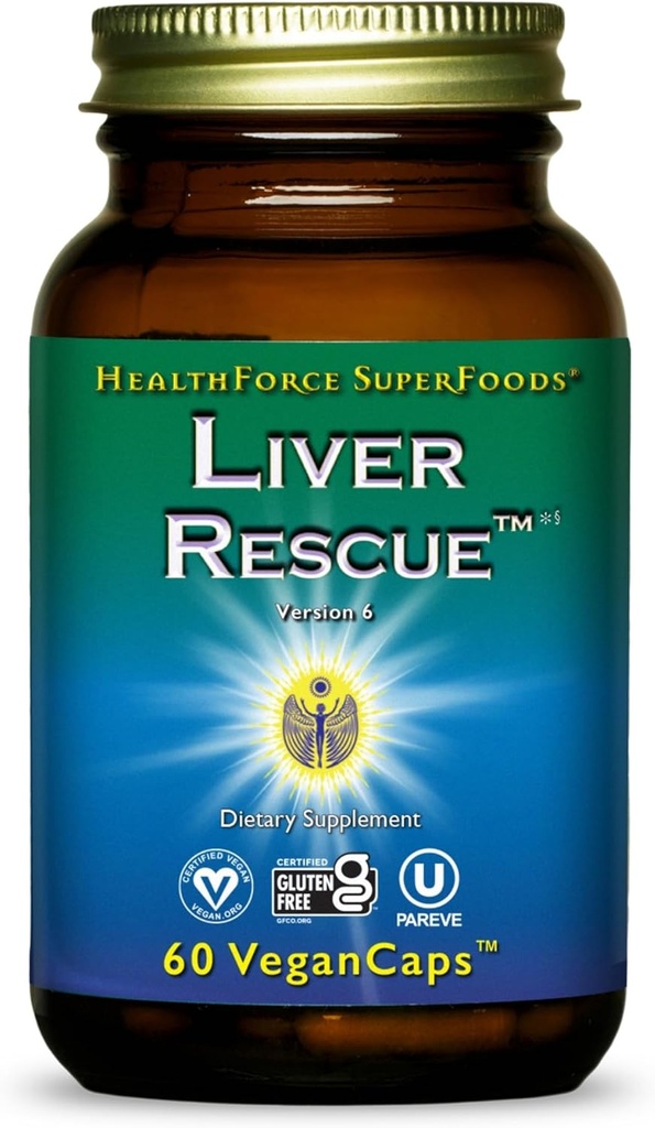 HealthForce SuperFoods Liver Rescue - Naturlig lever renser - med Melke Thistle & Dandelion Root - Glutenfri & Vegan - 60 Kapsler