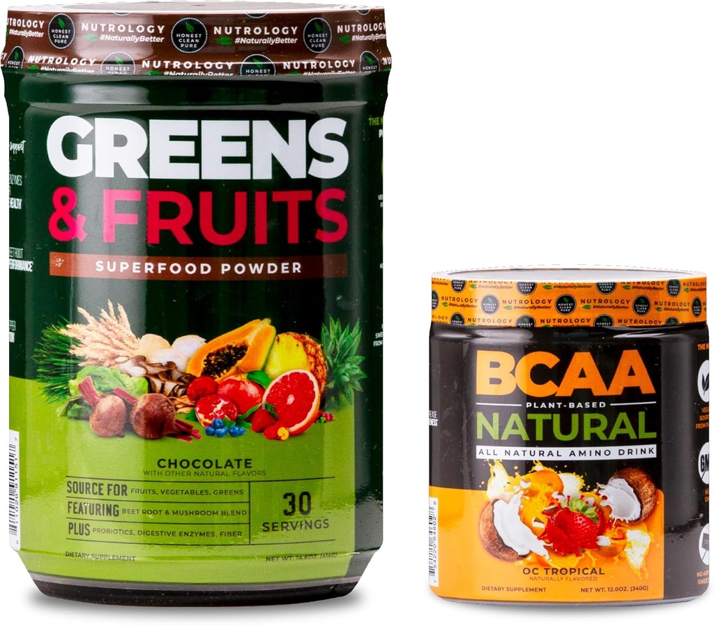 Nutrologi Grønn og Frukter Powder-Naturlig laget Superfood, Sjokolade (30 serveringer) BCAA Naturlig, Plant Basert BCAA pulver, Orange Coconut Flavor (30 Serveringer)