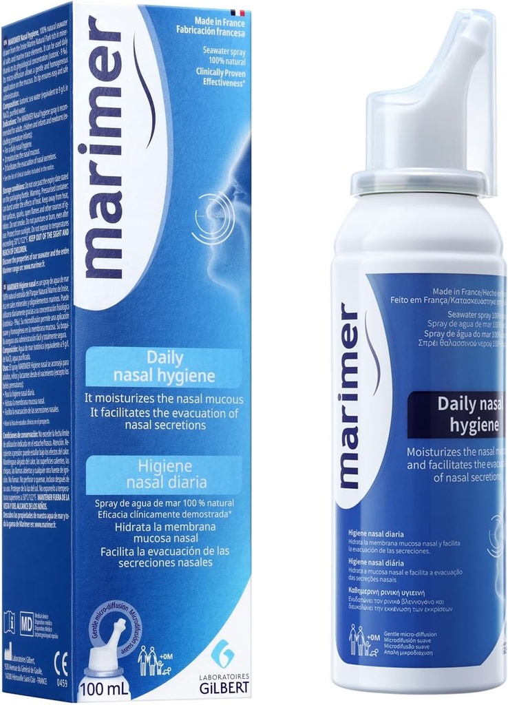 Daglig saltvann alle naturlige sjøvann Nasal Spray,Sinus rens & Sinus Allergy Symptom Reliever 3.38 FL OZ (100 ml)