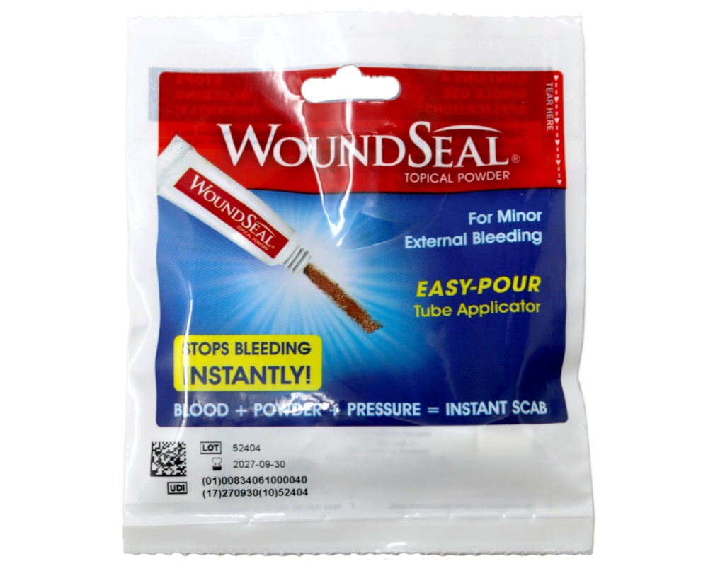 SårSeal Topical Powder sårpleie førstehjelp for kutt, skjegg og slips enkelt bruk, 4 telling (pakke May Vary)