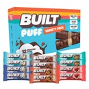 Bygget Bar, Puff Protein Bars, Variety Pack, Collage, On-the-go Snacks, Frokost Bar, Blandet prøvestykke, 12 Pack