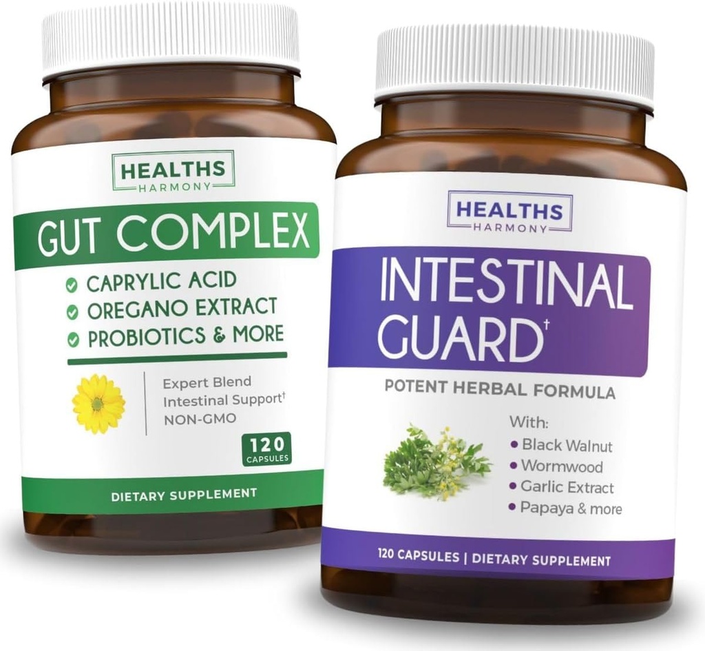 Intestinal Guard & Gut Complex (2-måneders forsyning) Gut Guard Combo - Intestinal Guard (120 kapsler) Potent naturlig Formel & Gut Complex (120 kapsler) Naturlig Candida støtte - Alt-i-ett støtte