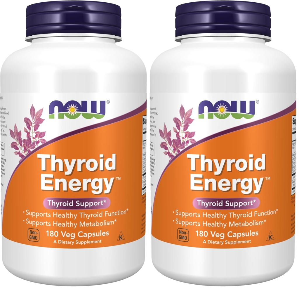 NÅ Mattilskudd, Thyroid EnergyTM, Iodin og Tyrosin Plus Selenium, Sink og Kobber, 180 Veg Kapsler (pakke med 2)