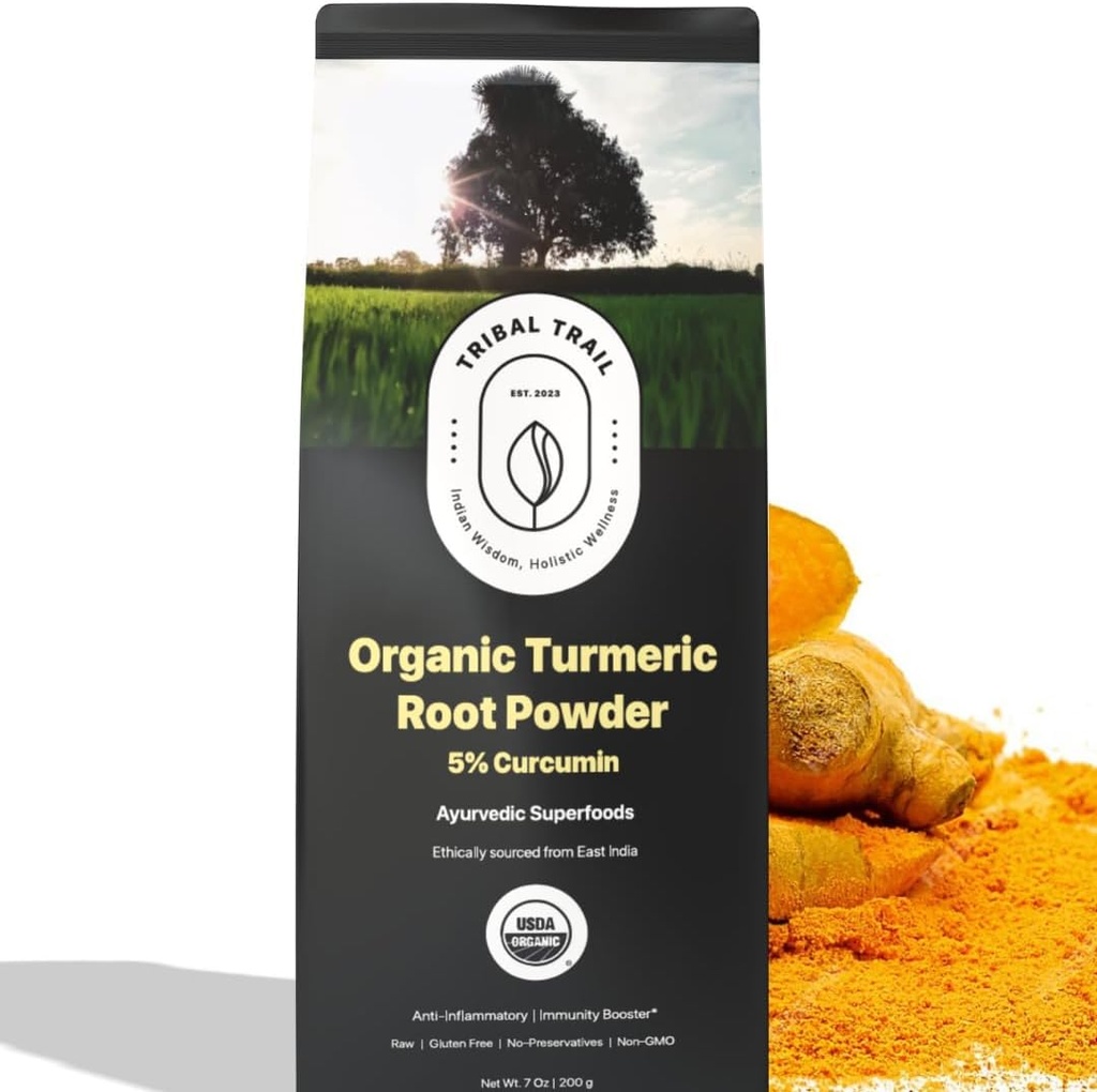 Økologisk gurkemeie pulver | 7,05 oz | USDA organisk og ikke-GMO | Turmeric curcumin Supplement fra India | Lab testet for renhet | rik på antioksidanter