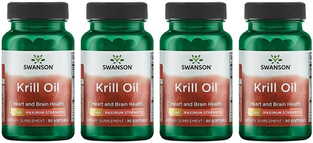Swanson EFAS-Krill Olje - Maks styrke - 1 g, 30 Softgels (4 pakke)