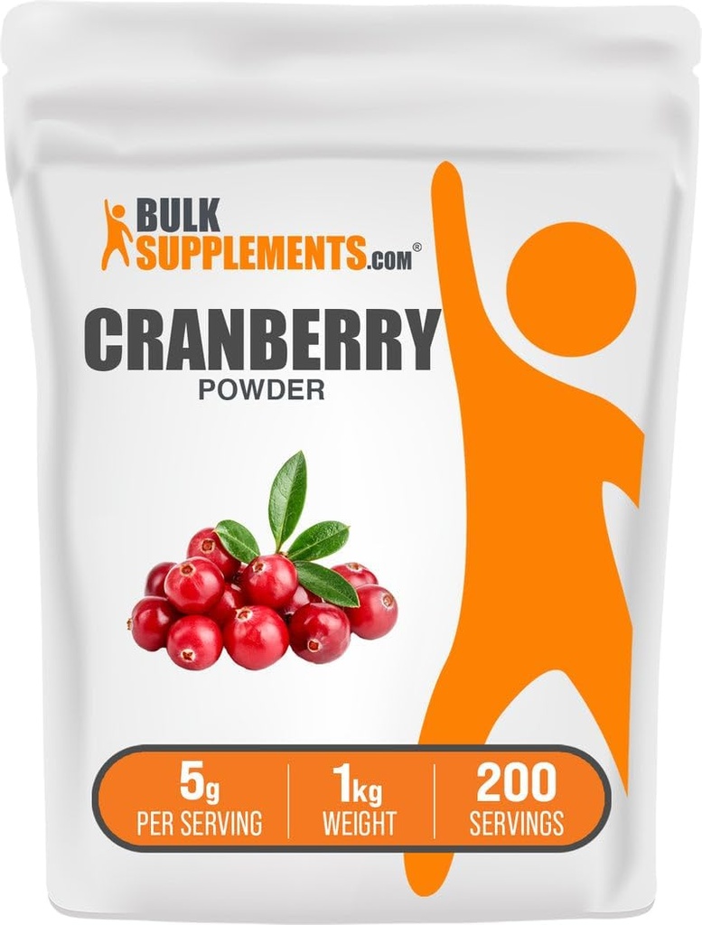 BulkSupplements.com Cranberry Powder - Cranberry Supplements for kvinner og menn, Air Tørket Cranberry - Unsweeted & Glutenfri, 5g per servering, 1kg (2,2 lbs) (Pack of 1)