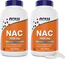 NU Foods NAC 1000 mg, 250 tabletter (pakke med 2), N-acetyl-cystein Supplement, 1000 mg (1 gram) per tablett - vegetarisk, ikke-GMO