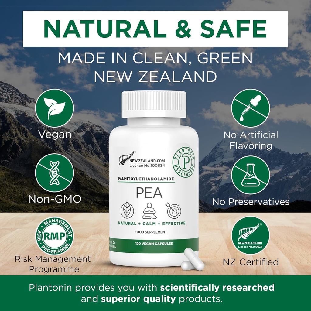 Palmitoyletanolamide Pea Supplement 600 mg - Mikronisert Erte Supplement 99% - 2 måneders forsyning - Avansert naturlig støtte for felles komfort