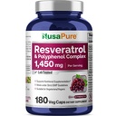NusaPure Resveratrol & Polyphenol Complex 1450mg 180 Vegetariske Caps (Non-GMO, Vegan) Vitamin C