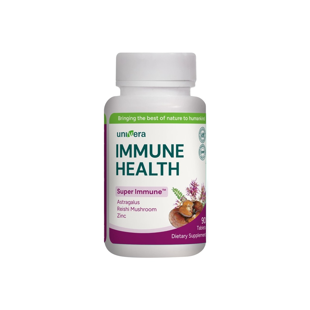 Univera Super Immune: Premium herbal formel for immun helse - Reishi Mushroom, Astragalus, Schisandra & Eleuthero ekstrakt - 90 tabletter