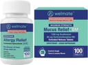 WELMATE Total Respiratorisk Helse Bundle: Allergi Relief Fexofenadin HCl 60mg (100 Ct) 12-timers ikke-drowsy Antihistamin + maksimal styrke Mucus Relief DM 1200mg Guaifenesin & 60mg DXM (100 Ct)