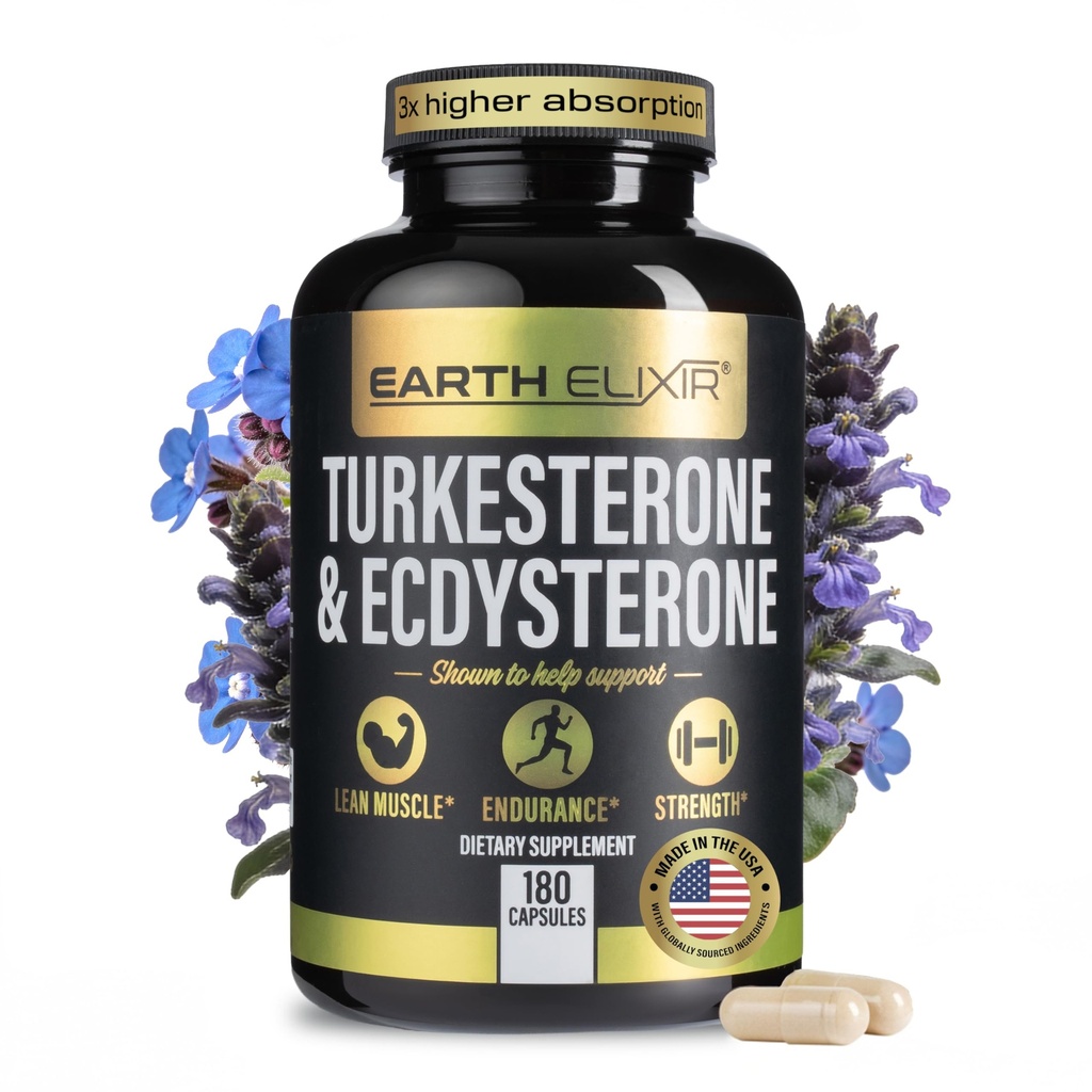 Turkesteron & Ecdysteron – naturlig testosteron støtte, 2-i-1 høy potens Turkesteron Supplement for menn og kvinner med 95% Beta ekdysteron - styrke, energi og vitalitet – 180 kapsler