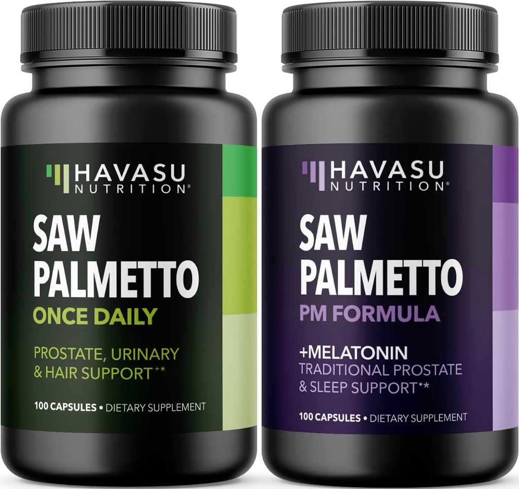 HAVASU NUTRITION natttid så Palmetto med Melatonin (60 serveringer) & dagtid så Palmetto kapsler (100 serveringer)