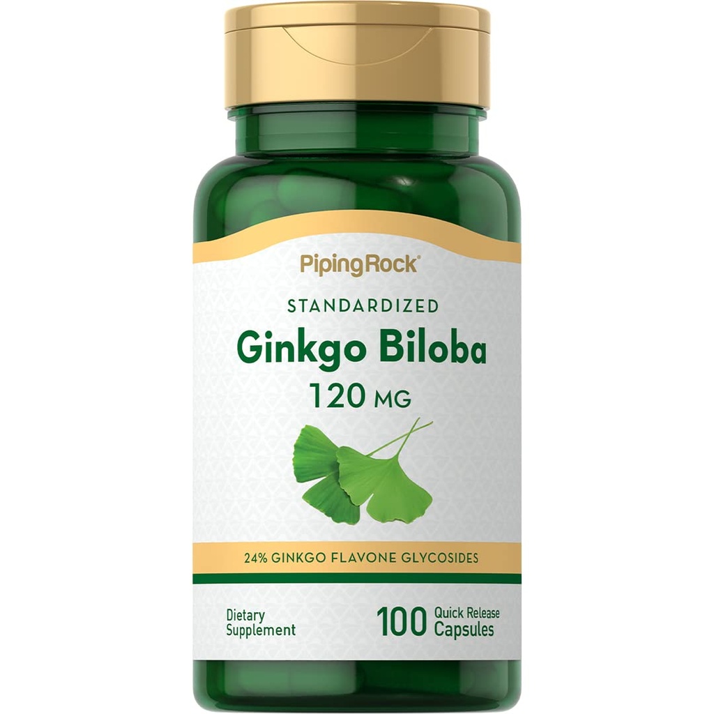 Piping Rock Ginkgo Biloba Kosttilskudd 120 mg | 100 kapsler | Standardisert ekstrakt | Ikke-GMO, Glutenfri