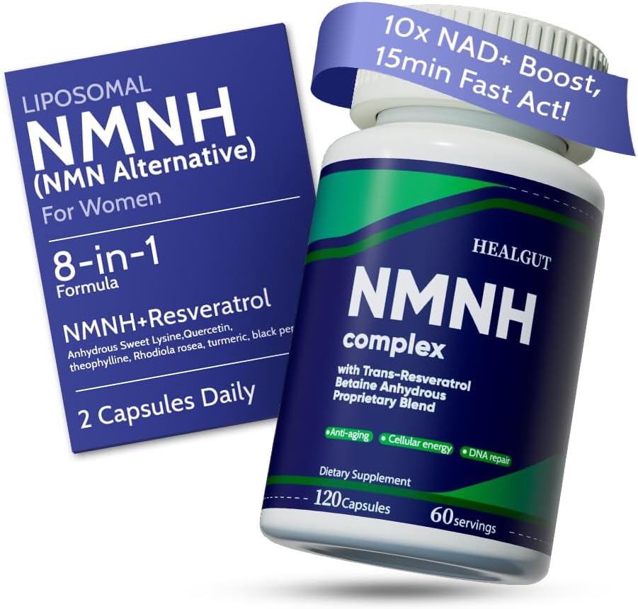 Liposomal NMNH Supplement for kvinners energi: NMN Alternativ + Trans-Resveratrol + TMG | Boosts NAD + Nivåer, Cellular Regenerasjon & Radiant Hud - 60-dagers Anti-Aging Formula