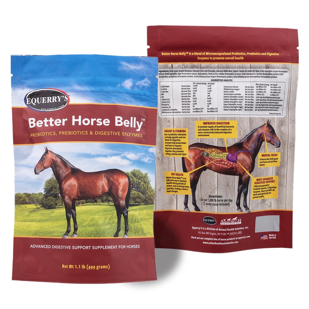 EQUERRY'S Bedre hest Belly - Hestetilskudd med Gut Support | Hesteprobiotika med prebiotika og digestive enzymer | for kolikk, Digestive Upset, 1.1LB