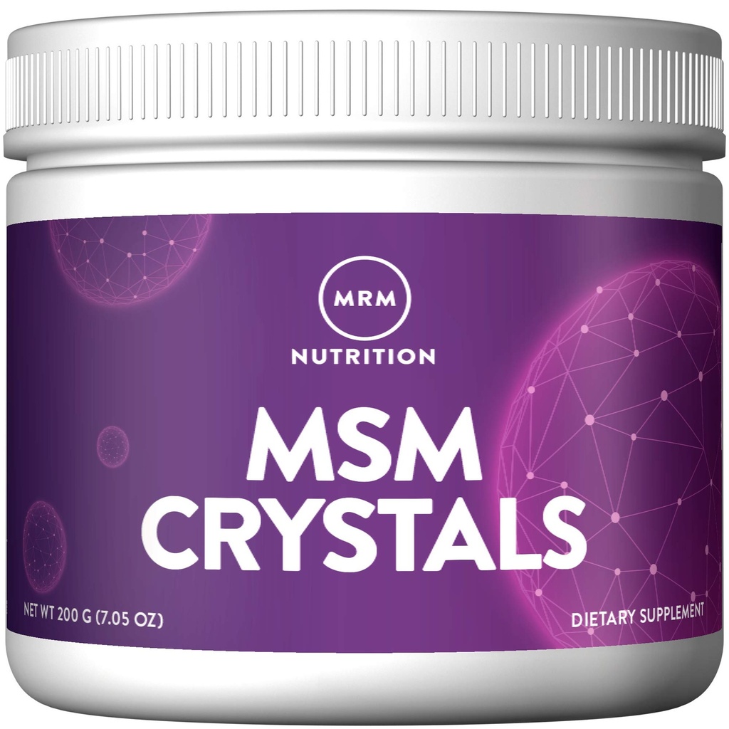 MRM Ernæring MSM Crystals ren biotilgjengelig svovelpulver for felles helse, hår, hud og negler støtte | Vegansk krystall Supplement | 200