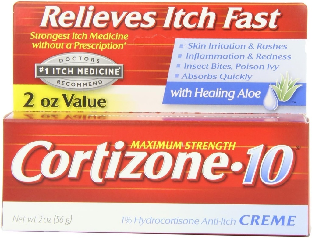 Cortizone-10 Anti-Itch Creme Med Healing Aloe Maksimal styrke, 2 oz