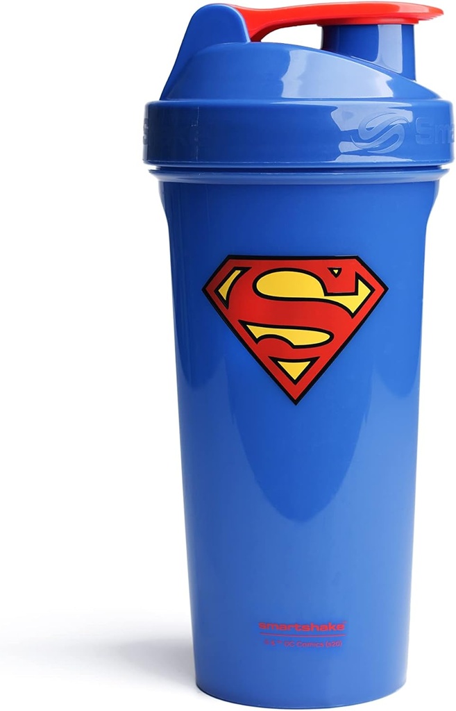 Smartshake Lite Justice League Superman Protein Shaker flaske 800 ml - BPA Gratis Leakproof Gym Protein Shakes Flaske for Protein pulver DC Comics Blå Vannflaske Superman Gaver