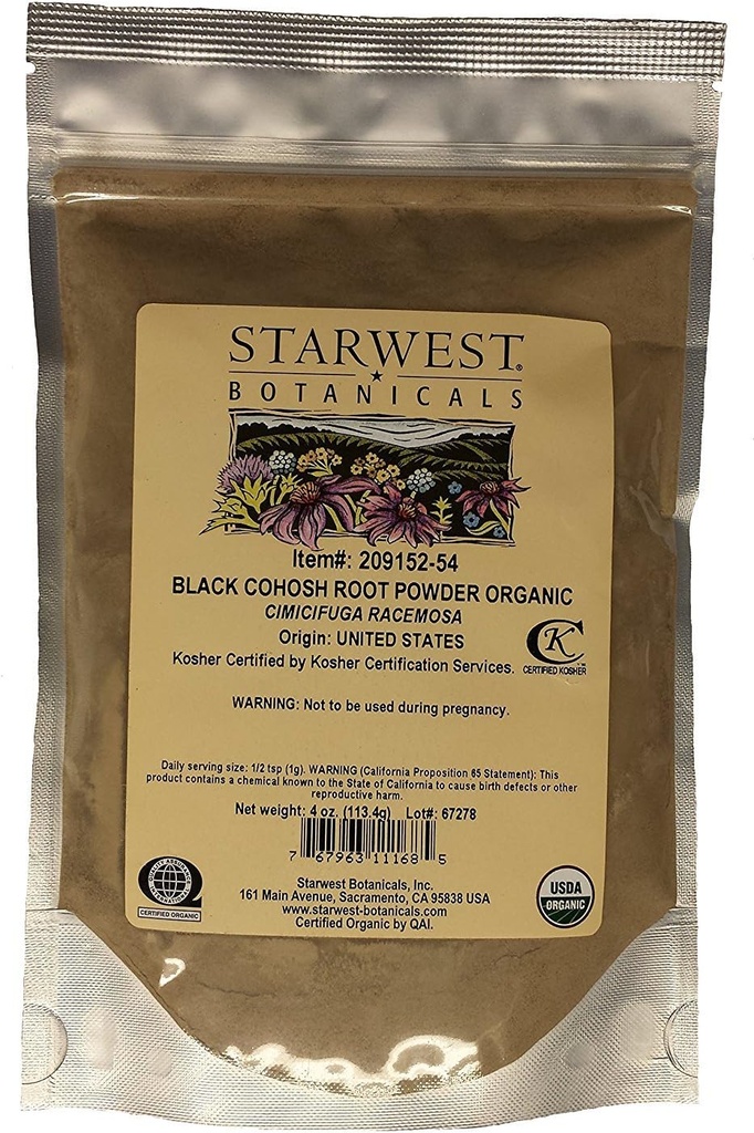 Starwest botaniske organisk svart cohosh rotpulver (4 Ounce)