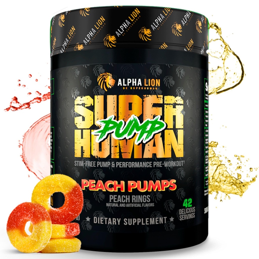 ALPHA LION Superhuman Pump Før Trening pulver, Nootropic Koffein & Stim Gratis Preworkout Supplement, Nitric Oxid Booster, Muskel Gainer, Energi og Fokus (42 Serveringer, Peach Pumper Flavor)