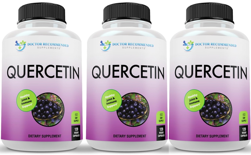 DOKTOR FORSVARINGER Quercetin 1000mg Per servering - (Vegan, ikke-GMO) (120 Veggie Capsules, Pack of 3)