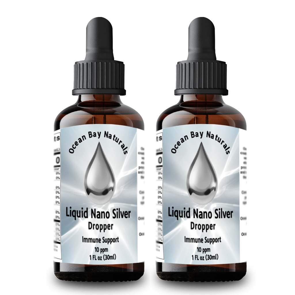 Væske Nano Silver | Mer Absorberbar enn kolloidal sølv | 10ppm | Twin Pack | 1oz Dropper