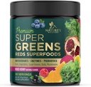 Grønne Superfood Powder Drink Mix - Grønne Kosttilskudd Blande for Energi og Gut Helse - Med økologisk hvete Gras, Spirulina, Klorella, Digestive Enzymer Antioksidant & Fiber - Berry Flavor, 30 Serveringer