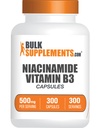 BulkSupplements.com Niacinamid Kapsler - Niacinamid Supplement, vitamin B3 Supplement, Niacinamid 500 mg - Glutenfri, 1 Kapsel per servering, 300 Kapsler (pakke med 1)
