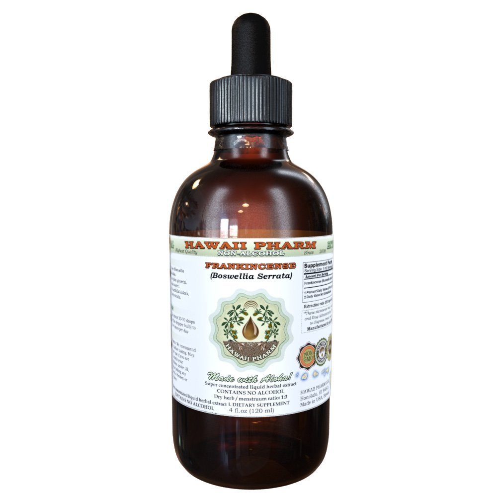 Frankincense alkohol-fri flytende ekstrakt, frankincense (Boswellia Serrata) tørket Resin Glycerite Hawaii Pharm naturlige urtetilskudd 4 oz