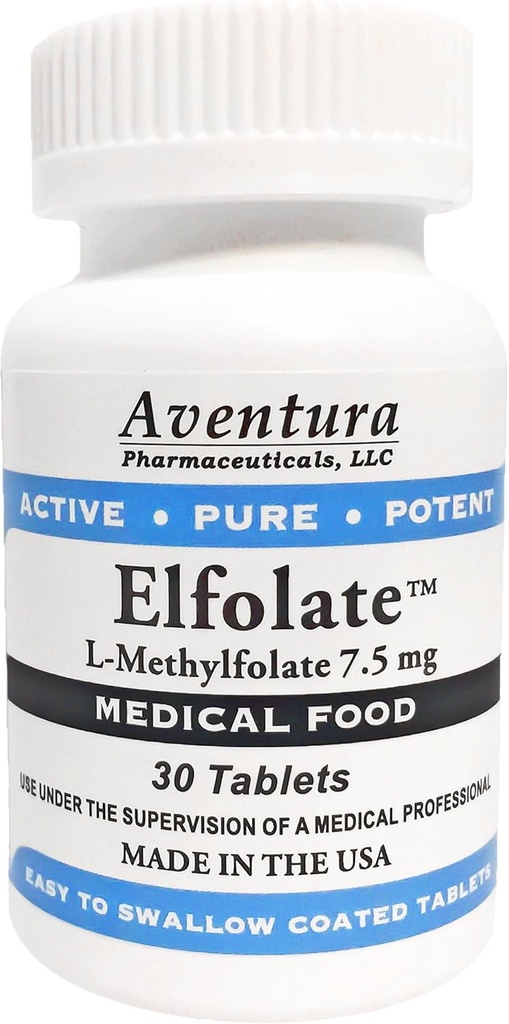 ELFOLATE® 7,5 mg L-metylfolat metylfolat metylfolat medisinsk mattilskudd profesjonell styrke aktiv ren potent 30 tabletter