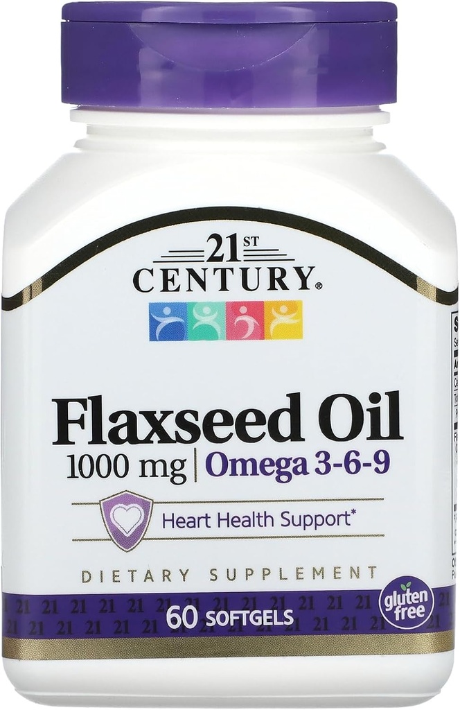 21st Century Flaksfrø Olje 1000 mg Softgels, 60 greve (22407)