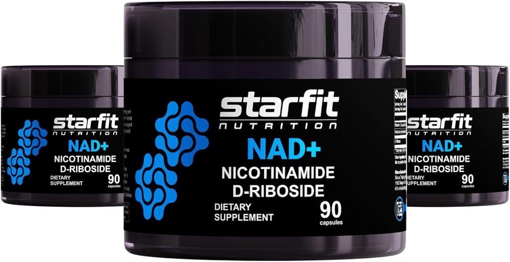STARFIT - Nikotinamid D-Riboside, Nikotinamid Riboside for støtte NAD+ Nivåer, fokus og energitilskudd, metabolisme støtte Nicotinamid Riboside NAD Supplement, 270 kapsler