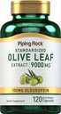Piping Rock Olive Leaf Extract Kapsler | 9000mg | 120 piller | 150mg Oleuropein | Standardisert Herbal Supplement | Ikke-GMO, Glutenfri