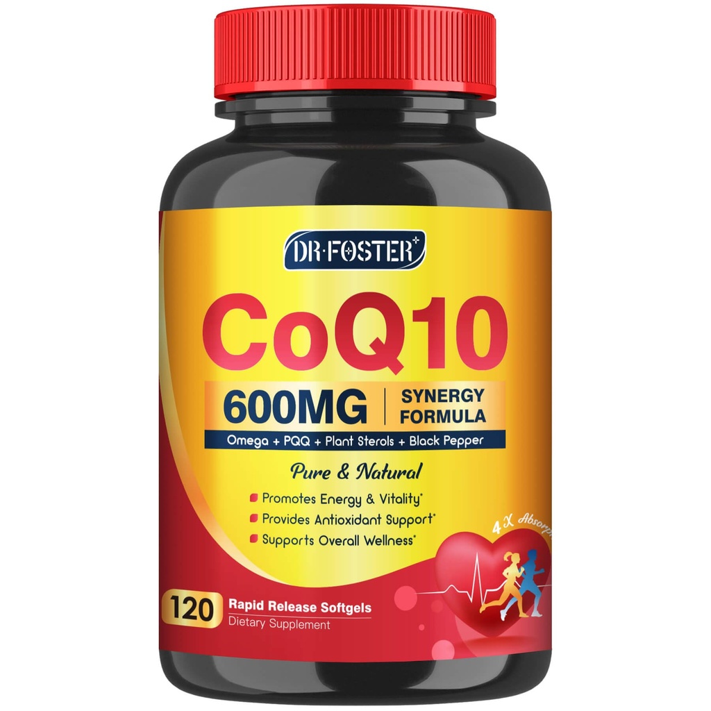 CoQ10 600 mg Softgels CoQ10 Supplement - CQ10 Coenzym-Q10 med Omega 3 & PQQ & vitamin E, CoQ10 400mg Softgels, 60 serveringer