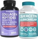 27-i-1 Hårhud og negler vitaminer (6810mg) w/biotin og collagen hårvekst vitaminer med probiotika og så Palmetto, 90 ct - 28-i-1 Quercetin med Bromelain for daglig immunforsvar (120ct)