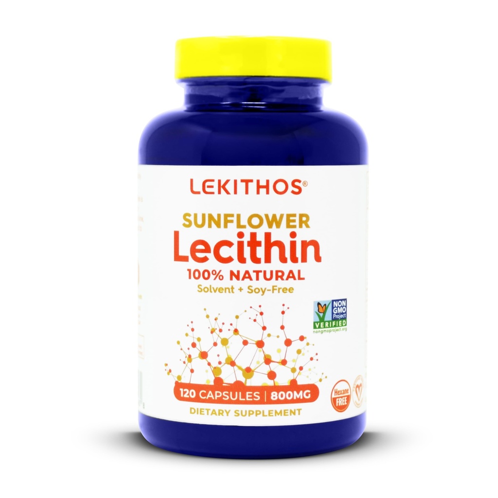 100% naturlig solflower Lecithin kapsler,1600mg Lecithin Supplement for menn og kvinner, 120 greve Softgel kapsler. Flott for Lactation Support! Cold Pressed, Vegan & Ikke-GMO