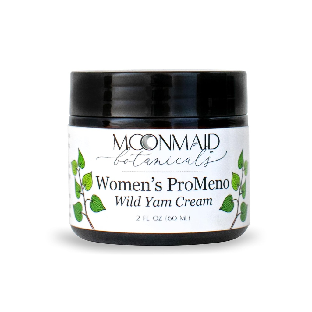 MoonMaid ProMeno Wild Yam Cream for Hormon Balance 2 Oz | Organisk Wild Yam Cream for hormoner, Menopause Support, Hud Rejuvenation, Mood Balance, og forbedret søvn | Laget i USA