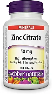 Weber Naturals Sink Citrat 50 mg, 180 tabletter