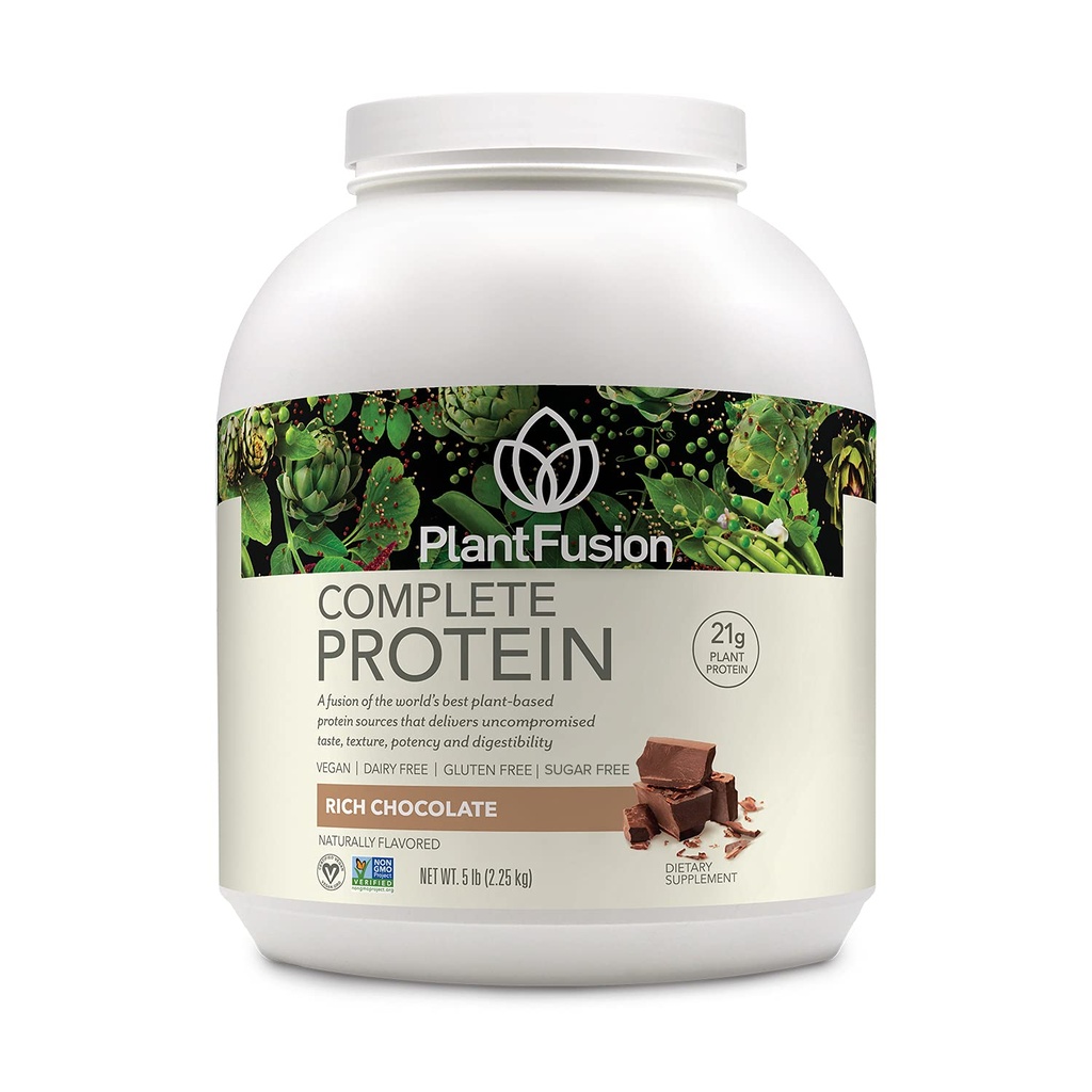 PlantFusion Komplett Vegansk Protein pulver - Plant Basert protein pulver med BCAA, Digestive Enzymer og Era Protein - Keto, Glutenfri, Soyafri, Ikke-Daueri, Ingen Sukker, Ikke-GMO - rik sjokolade 5 lb