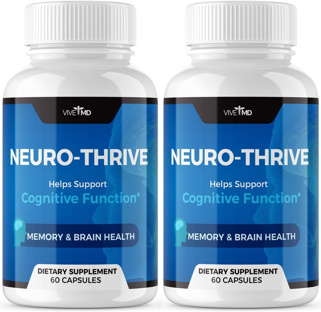 VIVE MD Neuro Thrive Brain Supplement - Offisiell formel - Neuro Thrive PQQ, Neuro Thrive for ekstra styrke med Ginkgo Biloba Extract, Sibir Ginseng Extract (2 Pakke)