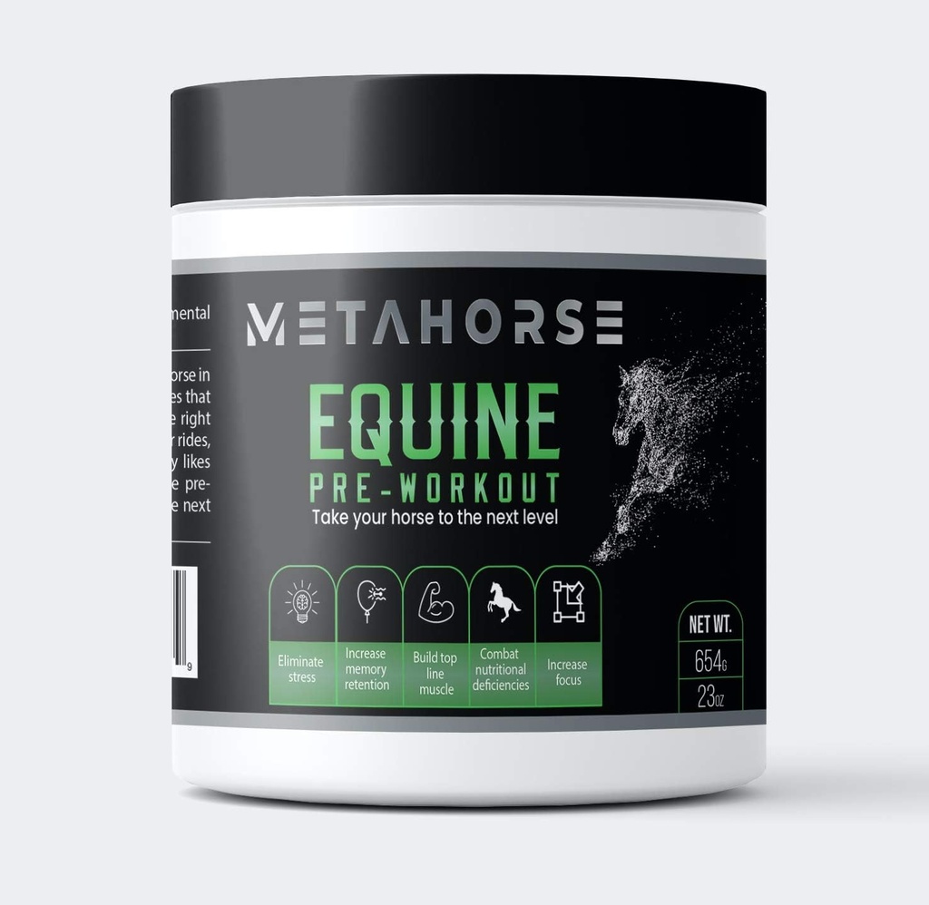 Equine Pre-Workout, beroligende, Hestevitamin Mineral Kosttilskudd, Topp linje, Fokus, Barrel Racing