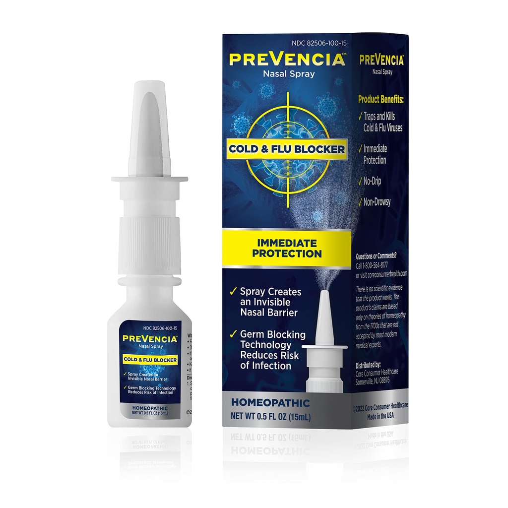 Kald- og influensabeskyttelse Nasal Spray Homeopatisk Kald og influensa Resmedy Non-Drowsy Umiddelbar beskyttelse for influensa og kalde blokker, 0,5 Fl Oz (15ml)
