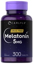Carlyle Melatonin 5mg | 300 tabletter | Drug Free Supplement | Vegetarisk, ikke-GMO, Glutenfri