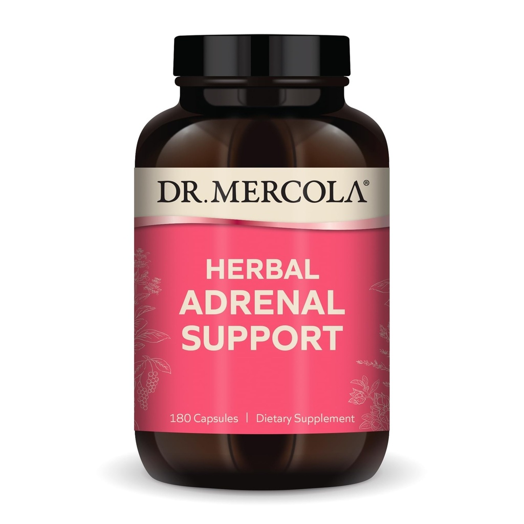 Dr. Mercola Herbal Adrenal Support, 90 serveringer (180 kapsler), kosttilskudd, Mood og stresshåndtering, ikke-GMO