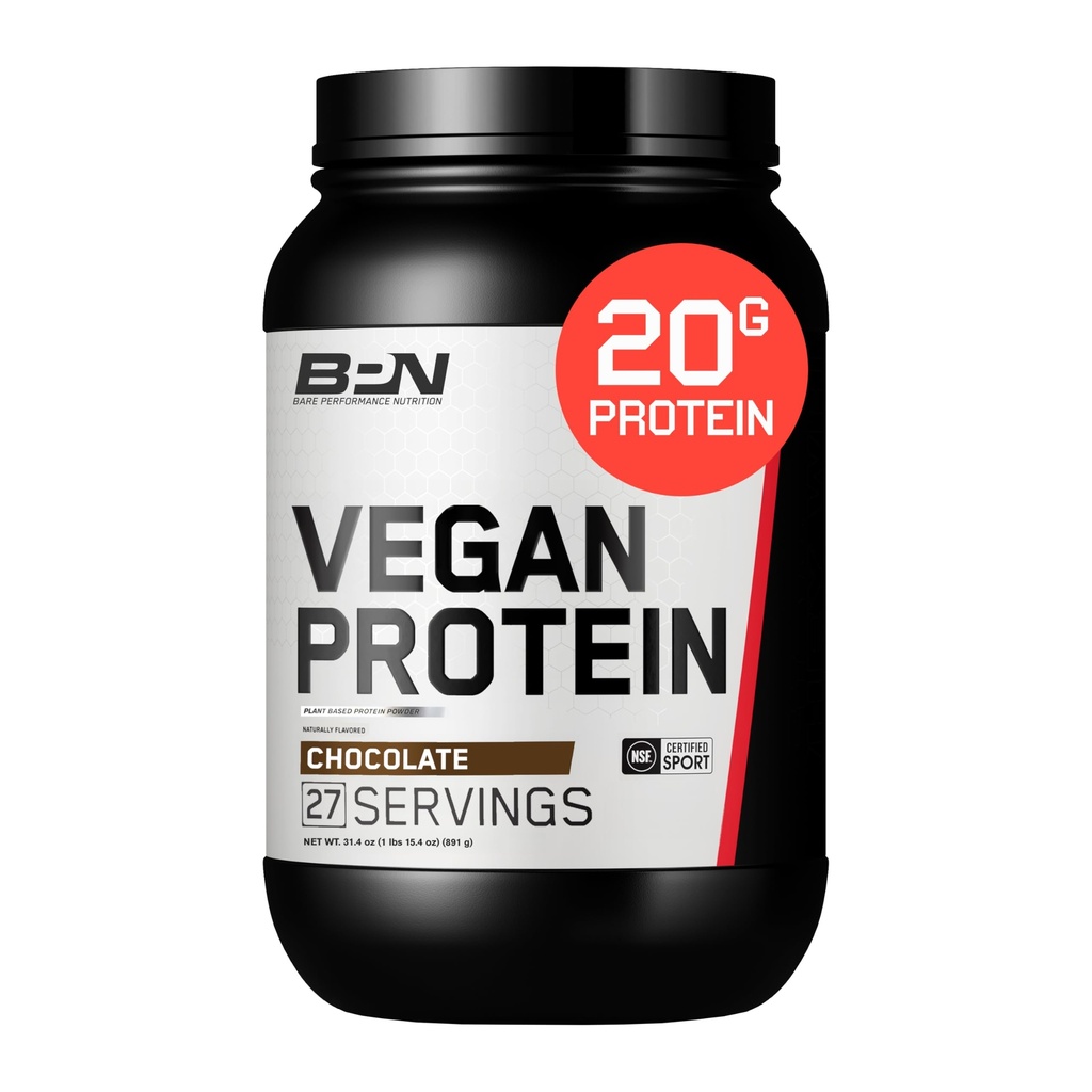 BARE PERFORMANCE NUTRITION Vegansk Protein, Plant Basert Protein, Pea Protein, Vannmelon Protein og Pumpkin Protein, naturlig søtet og flavored (27 Serverer, sjokolade)